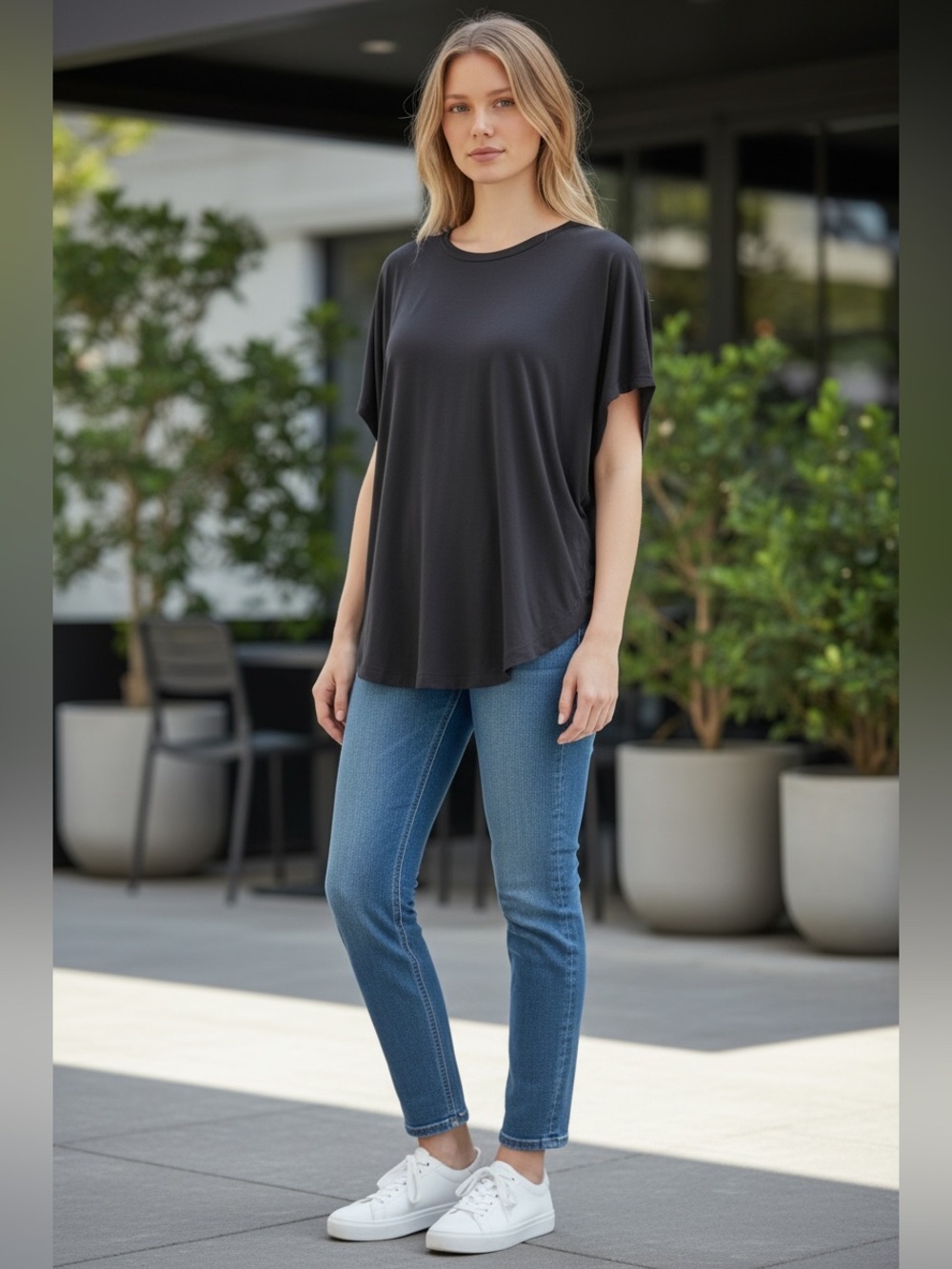 NWT Vince Black Batwing Dolman Sleeve Micro Modal Top M Soft Luxury MSRP $120